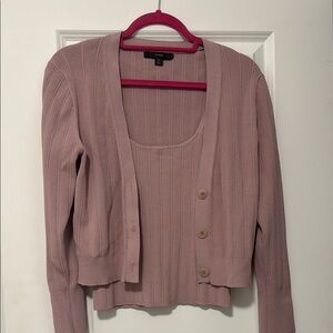 J. Crew Mauve Ribbed Cardigan and Tank Set